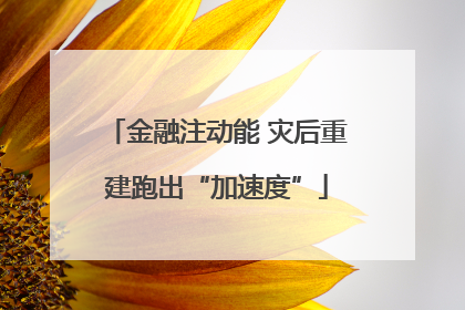 金融注动能 灾后重建跑出“加速度”