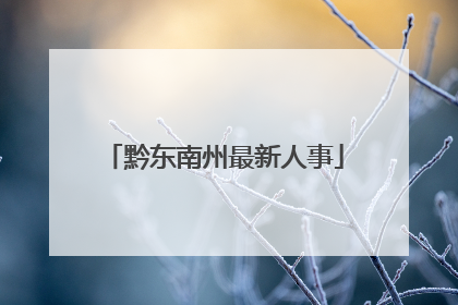 黔东南州最新人事