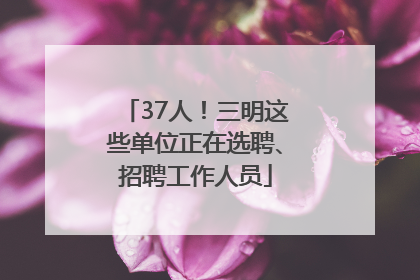 37人！三明这些单位正在选聘、招聘工作人员